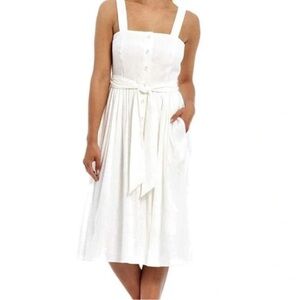 Antonio Melani Linen Blend Midi Dress in White